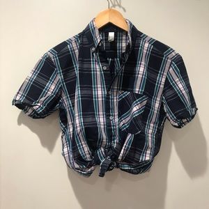 American apparel plaid button top